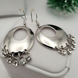 Butler Oval Dangle Earrings Silver-Tone Elegant Versatile Chic
